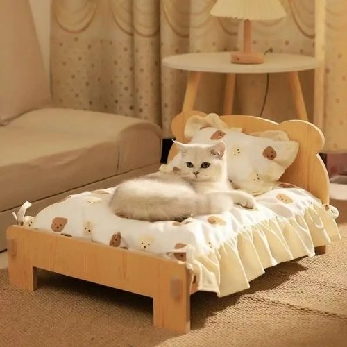 lit chat en bois ourson