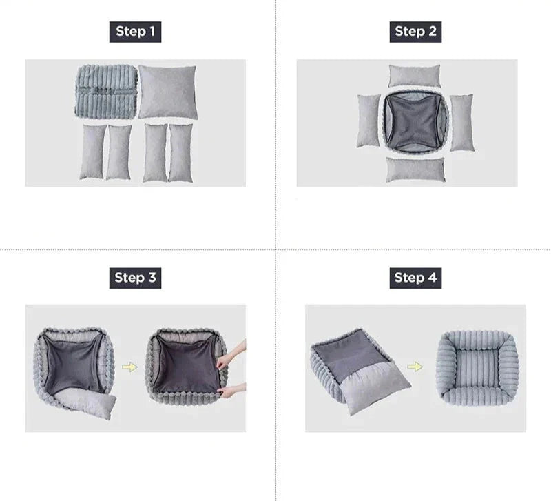 Lit rectangulaire en velours pour chien - Les Bonnes Affaires