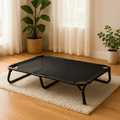 Lit-pour-chien-surélevé-pliable-antidérapant-structure et pied acier inoxydable anti-rayure-avec poignée de transport-maille respirante-ultra-résistante-ergonomique pour un soutien optimal qui protège sa colonne vertébrale et ses articulations-polyvalent-intérieur et extérieur-100% imperméable-avec poignée de transport-léger