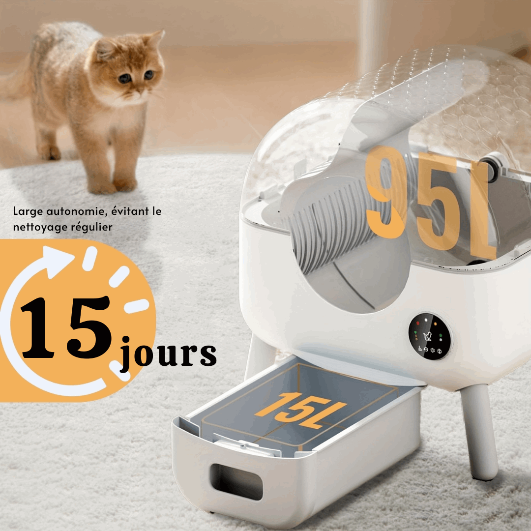 Maison de toilette autonettoyante XXL Oscar & Plume : litière design pour chats exigeants