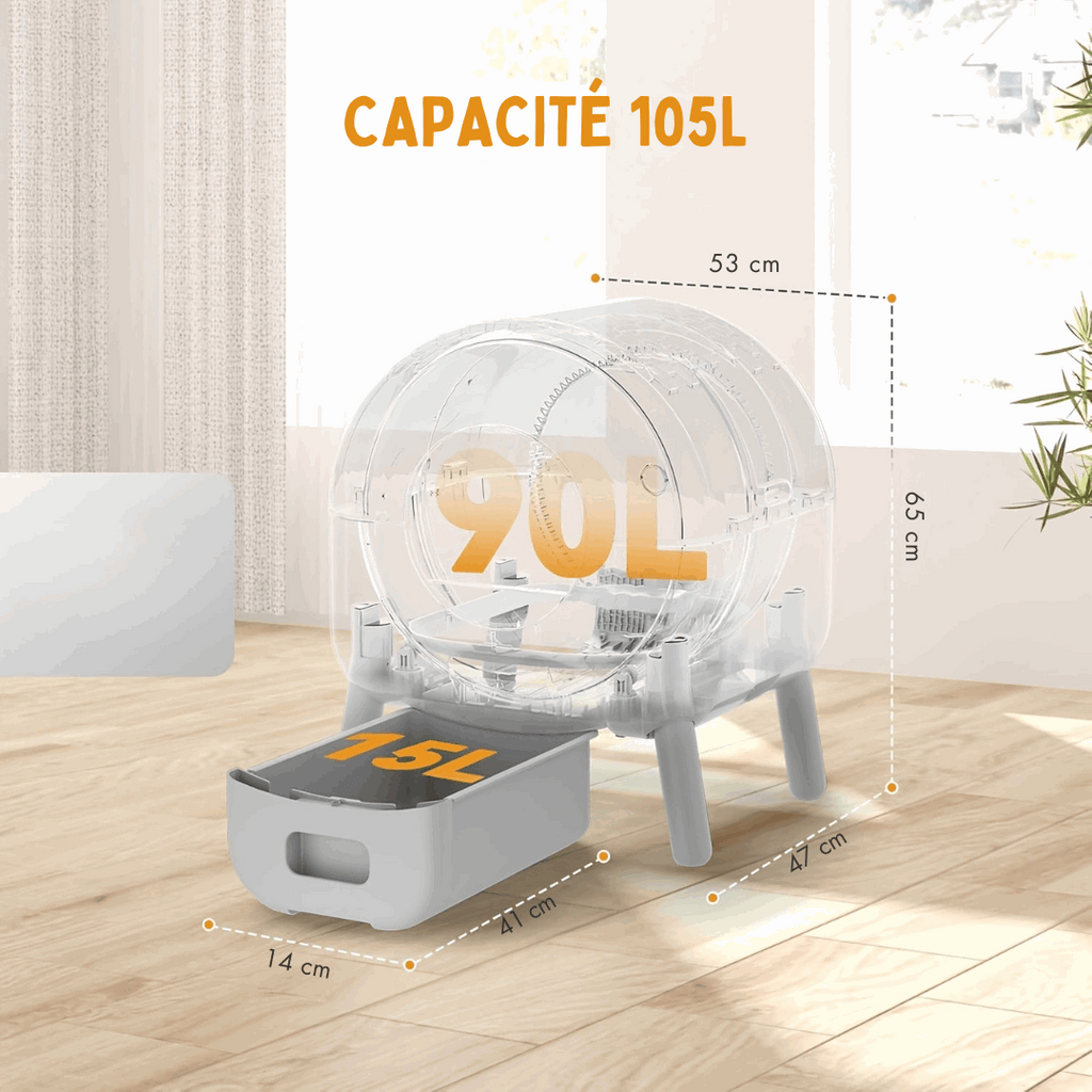 Maison de toilette autonettoyante XXL Oscar & Plume : litière design pour chats exigeants