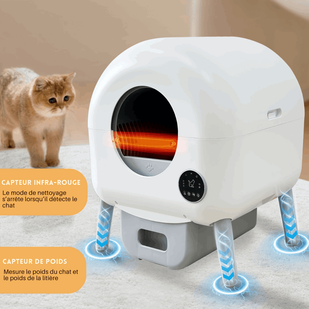 Maison de toilette autonettoyante XXL Oscar & Plume : litière design pour chats exigeants