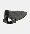 Manteau cachemire pour chien gris foncé avec col en fausse fourrure par Oscar et Plume