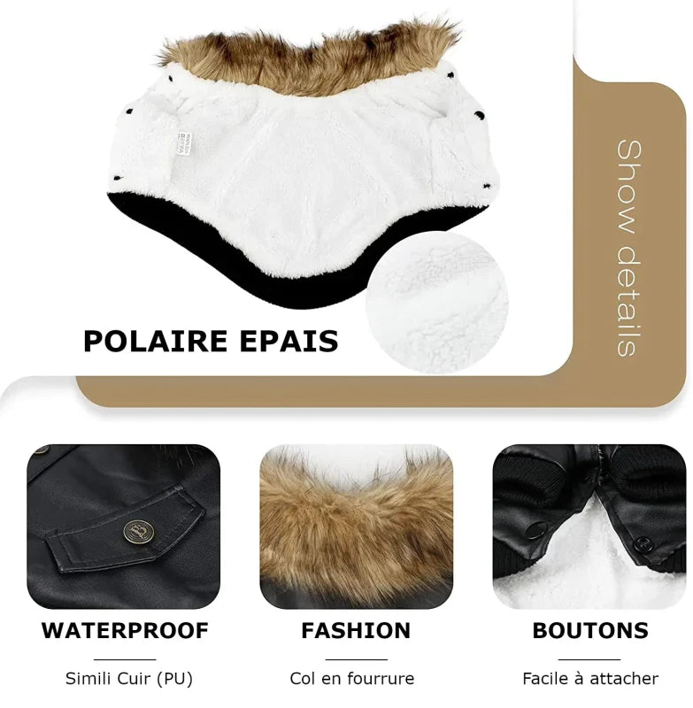 Manteau Chien Col Fourrure
