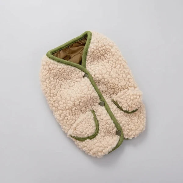 Manteau polaire pour chien doux et chaud avec poches et boutons vert canard