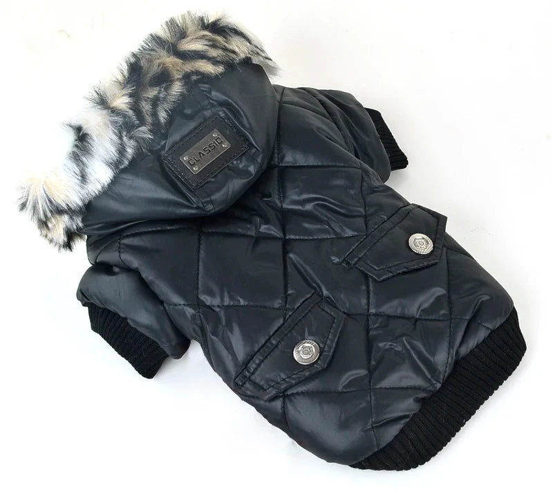 Manteau Pour Chien Avec Capuche Fausse  Fourrure