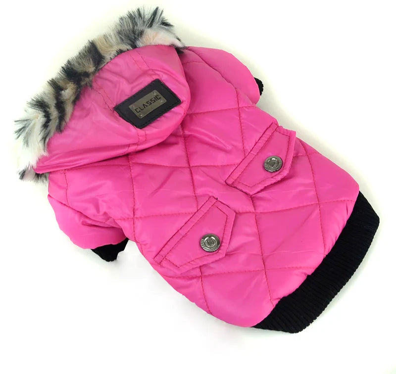 Manteau Pour Chien Avec Capuche Fausse  Fourrure