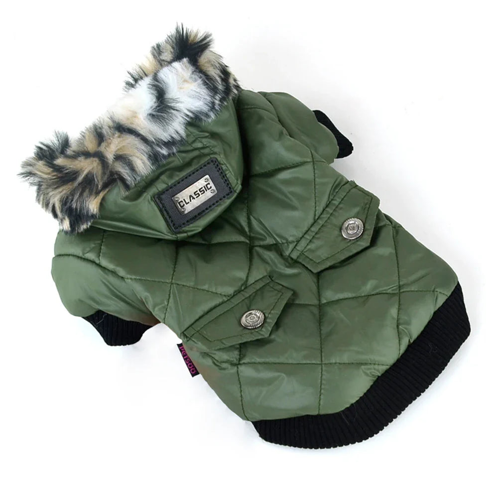 Manteau Pour Chien Avec Capuche Fausse  Fourrure
