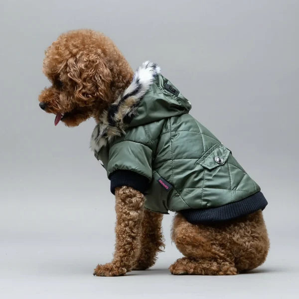 Manteau Pour Chien Avec Capuche Fausse  Fourrure