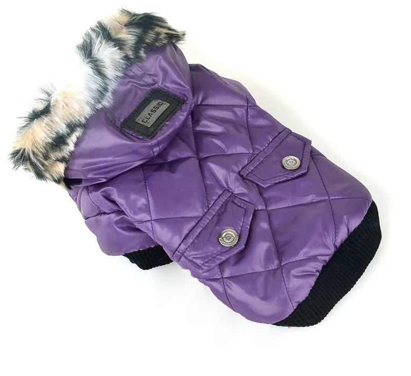 Manteau Pour Chien Avec Capuche Fausse  Fourrure