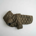 Manteau pour grand chien matelassé couleur kaki avec capuche et fermeture velcro Oscar et Plume