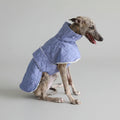 Manteau pour lévrier whippet en bleu avec doublure douillette et col montant pour l'hiver