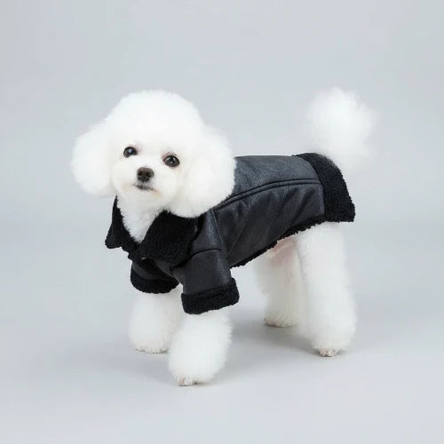 Manteau Pour Petit Chien En Simili Cuir Et Fausse Fourrure