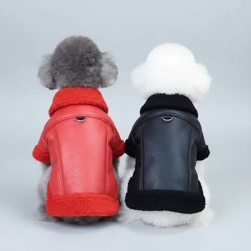 Manteau Pour Petit Chien En Simili Cuir Et Fausse Fourrure