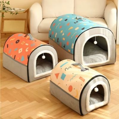 NICHE POUR CHIEN INTERIEUR BLUEHAVEN™ – STYLE MODERNE BLEU & GRIS