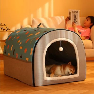 NICHE POUR CHIEN INTERIEUR BLUEHAVEN™ – STYLE MODERNE BLEU & GRIS