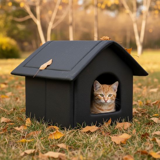 niche pour chat extérieur noire