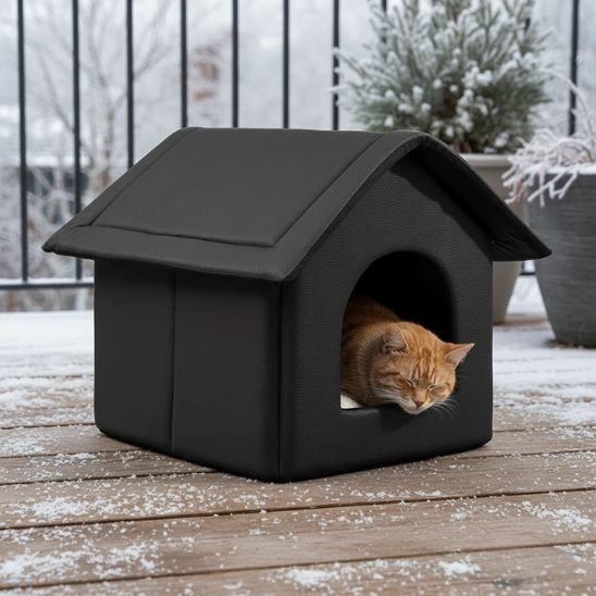 niche pour chat extérieur noire