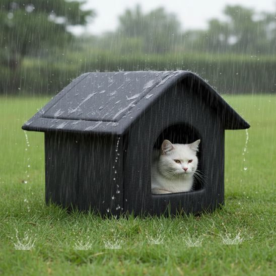 niche pour chat extérieur noire
