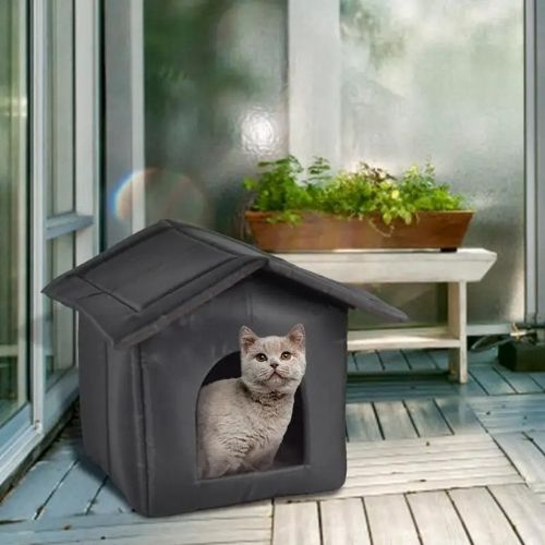 niche pour chat extérieur noire