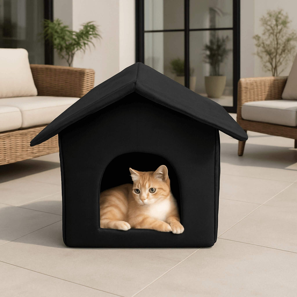 niche pour chat extérieur noire