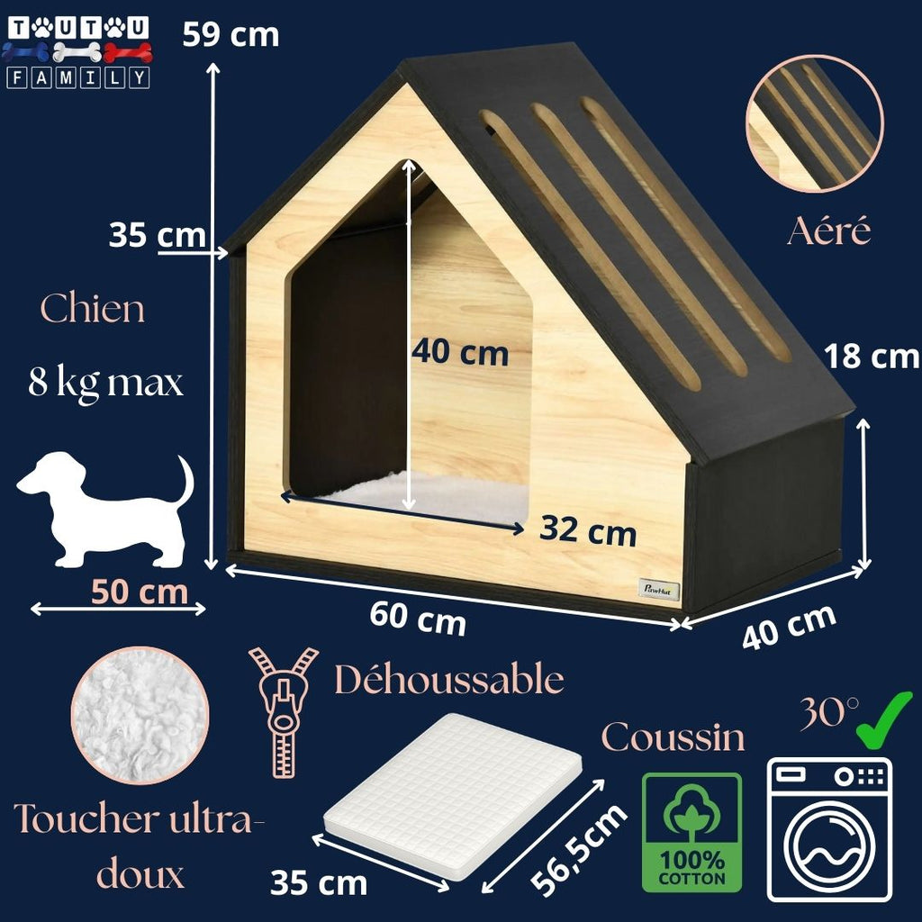 Niche pour chien intérieur design - BoisToutou™