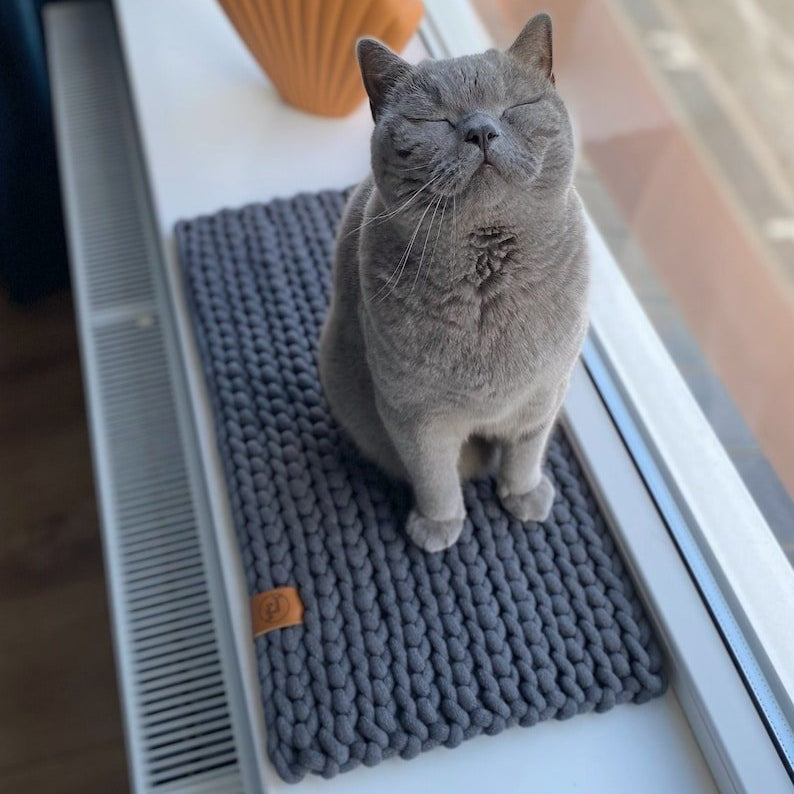 Tapis De Fenêtre En Coton Recyclé Pour Chat