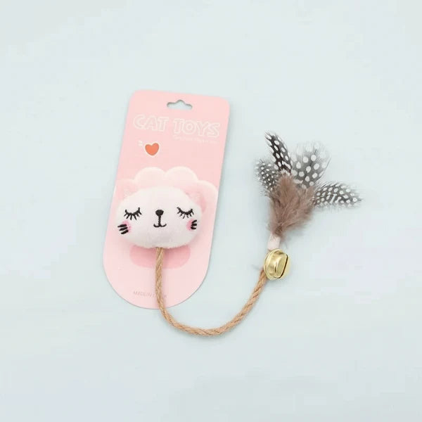 Jouet avec plume et clochette pour chat Oscar et Plume Chat blanc