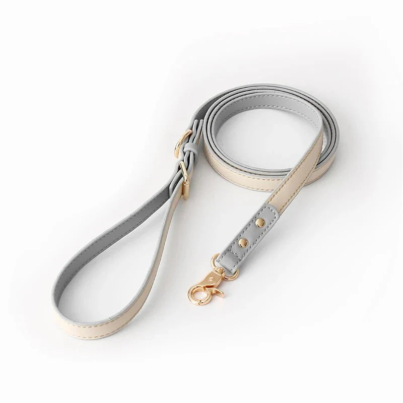 Harnais en simili cuir pour petit chien et chat Oscar et Plume Laisse gris / Laisse : 150 x 1.5 cm