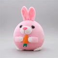 Jouet en peluche interactif pour chien en forme de lapin rose tenant une carotte