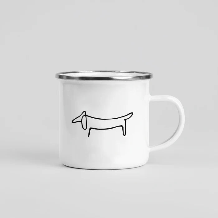 Tasse En Métal Émaillé Teckel Oscar et Plume Modèle 1