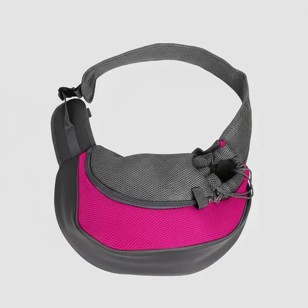 Sac de transport à bandoulière large pour petit chien et chat Oscar et Plume Rose / 35x8.5x20cm