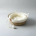 Panier chat en jacinthe d'eau avec coussin doux et design cosy pour le confort de votre animal