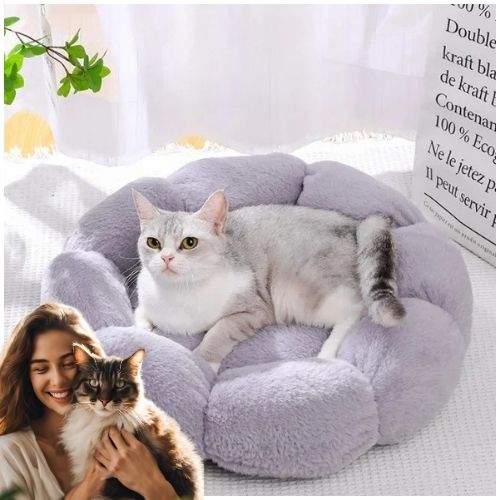 coussin chat fleur