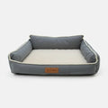 Panier chien confortable gris avec coussin beige et contours rembourrés par Oscar et Plume