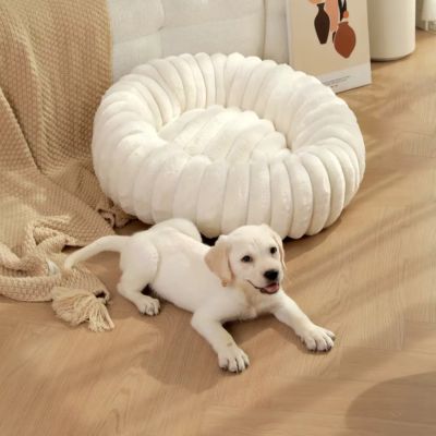 COUSSIN CHIEN BLANC COSYPAW™ – LIT ROND DOUX ET APAISANT