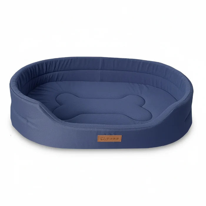 Panier lavable pour chien en bleu avec motif en os pour un confort optimal