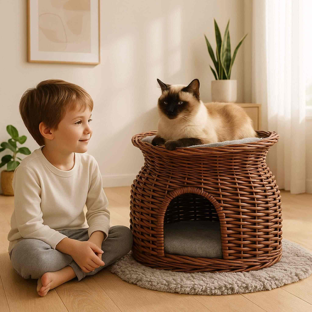 panier osier chat  | Rêve en Osier
