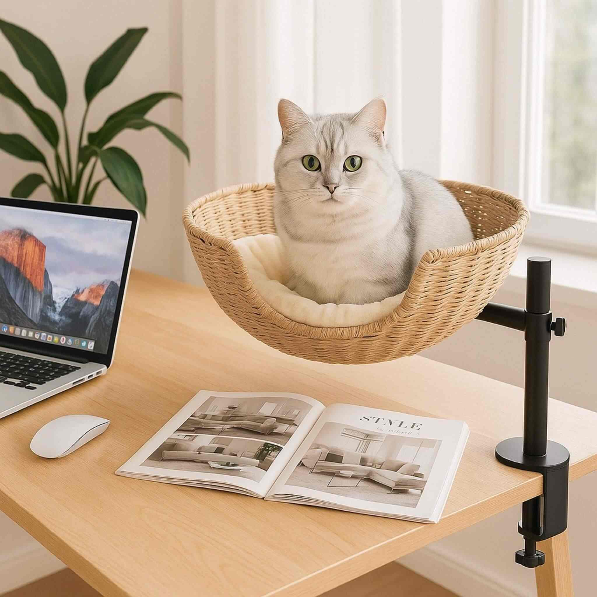 Panier osier pour chat suspendu