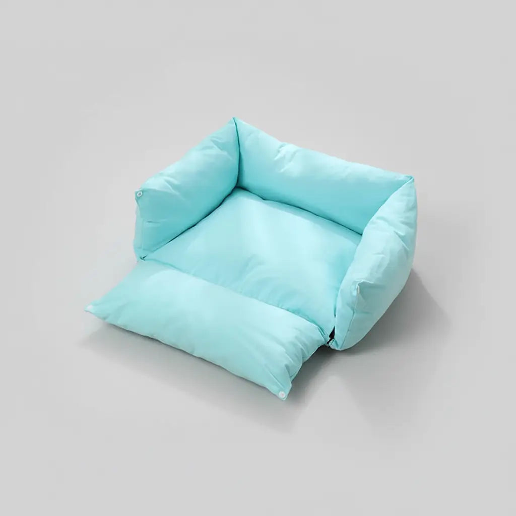 Panier pour chien bleu clair avec coussins doux pour le confort des animaux de compagnie