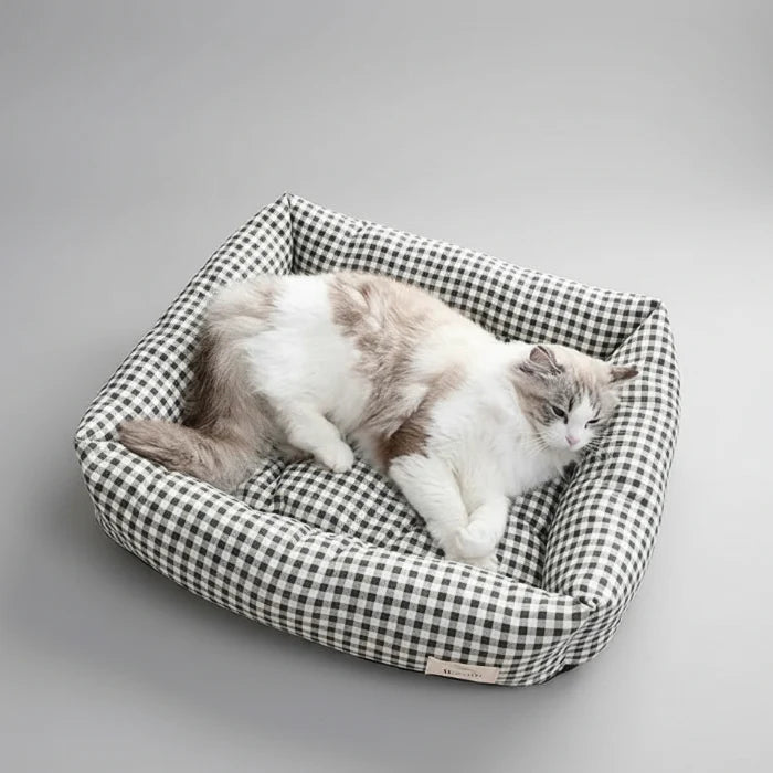 Panier Vichy Avec Coussin Réversible Pour Chien Et Chat
