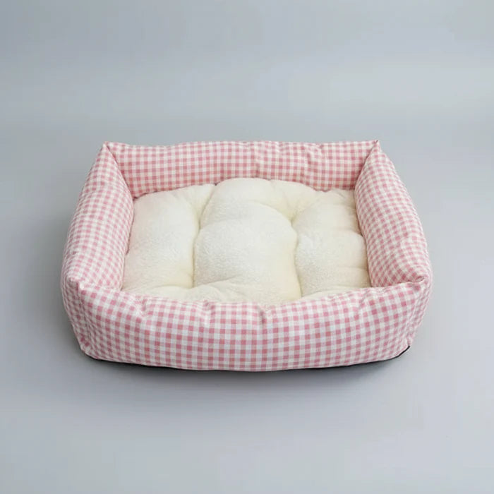 Panier Vichy Avec Coussin Réversible Pour Chien Et Chat