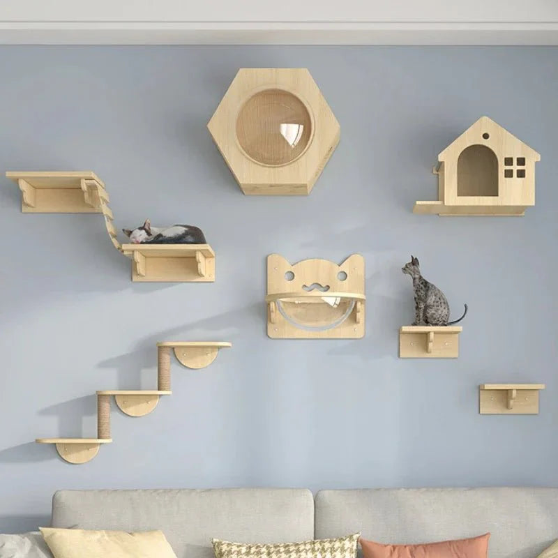 Parcours D'Escalade Pour Chat En Bois Naturel