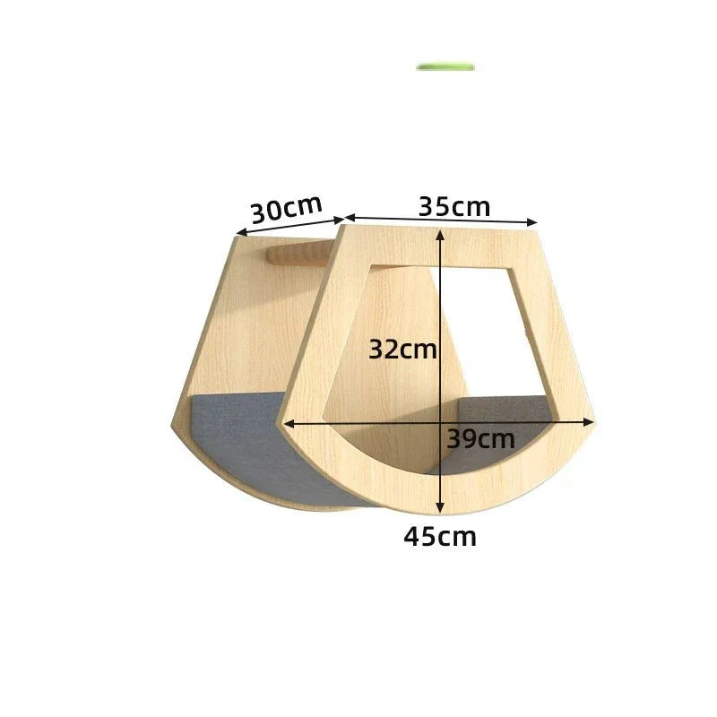 Parcours escalade chat en bois naturel avec dimensions pour activité ludique et confortable Oscar et Plume