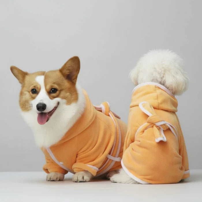 Peignoir Absorbant Avec Ceinture Pour Chien