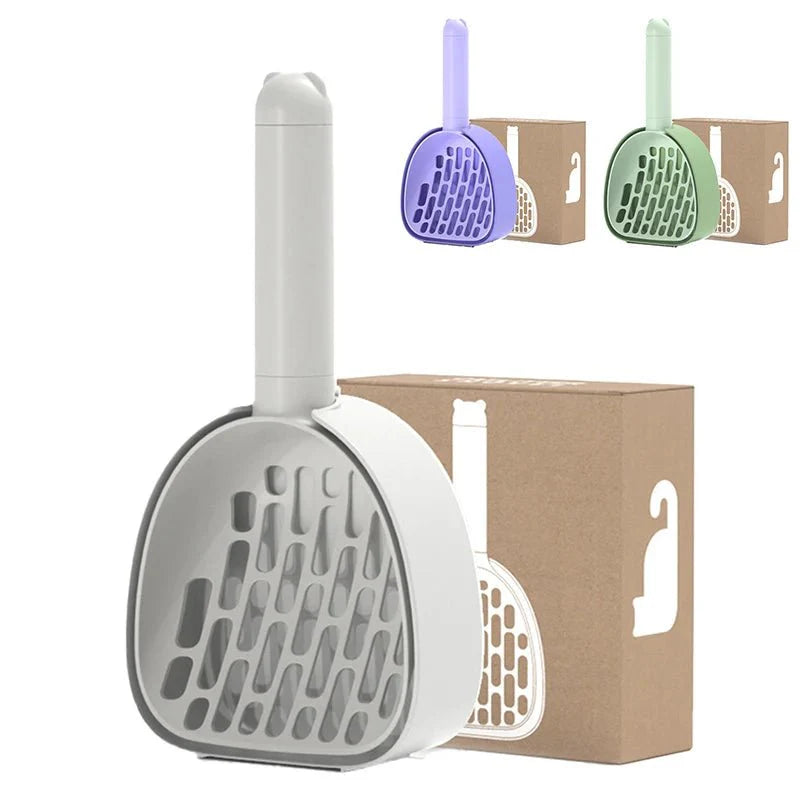 Pelle à litière chat Oscar et Plume en plastique avec trous pour tamisage efficace de la litière