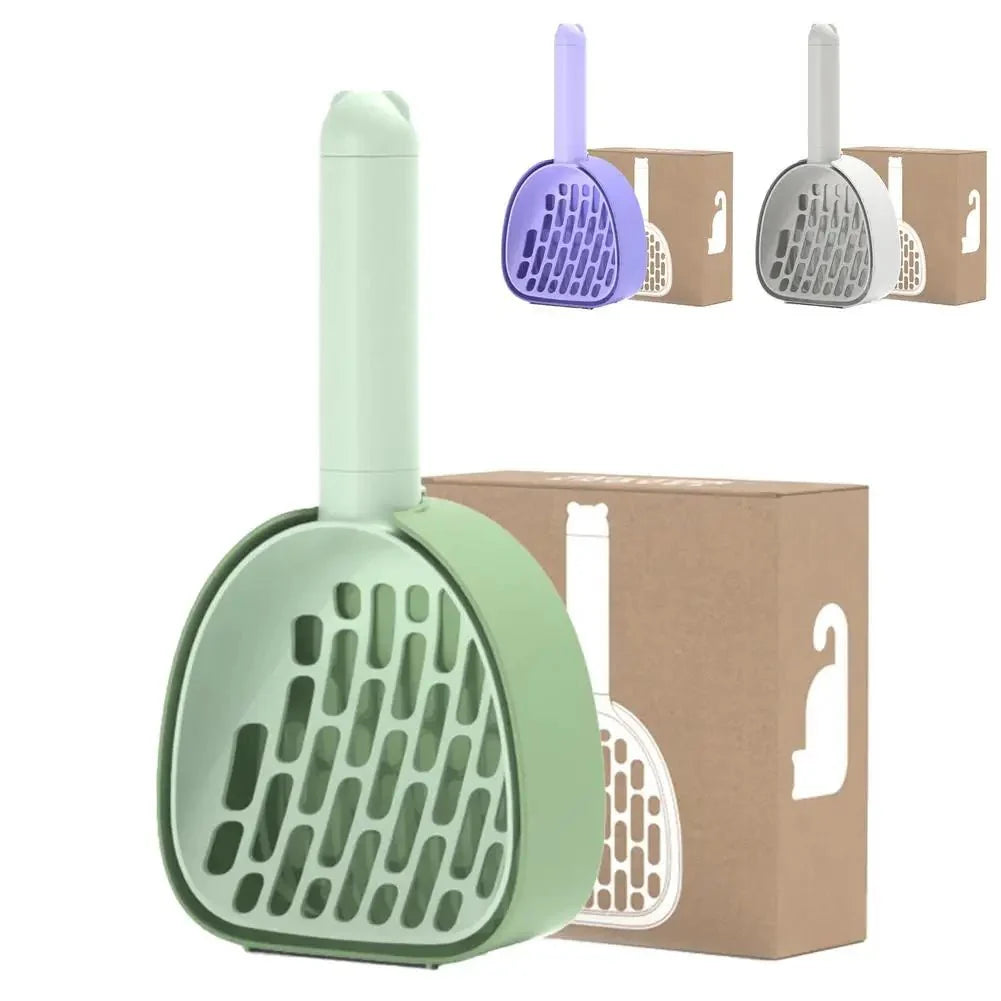 Pelle à litière chat Oscar et Plume en plastique durable disponible en vert, violet et gris