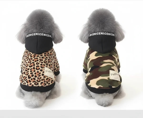 Sweat A Capuche Léopard Ou Camouflage Pour Chien