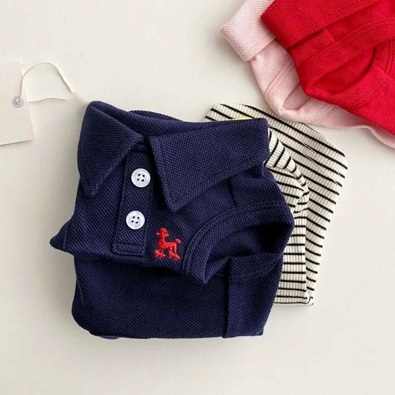 Polo Petit Chien Été En Coton Léger Bleu
