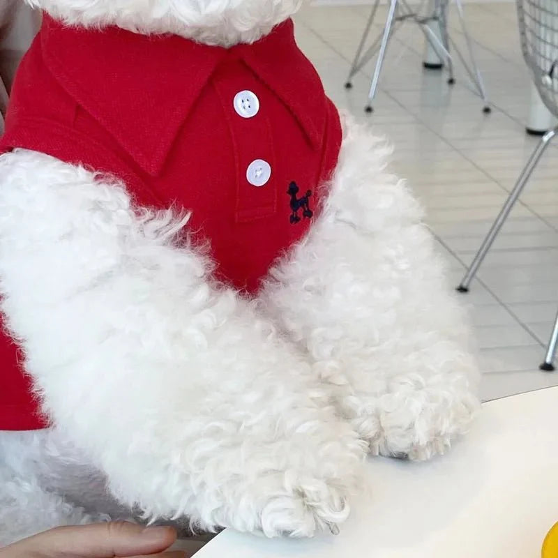 Polo Petit Chien Été En Coton Léger Bleu